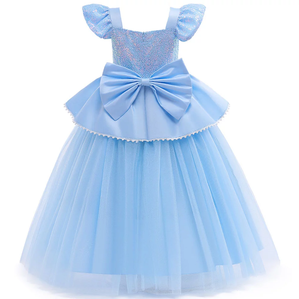 Princess Costume Cinderella Dresses for Girls Blue Dress Up Birthday Party Costume