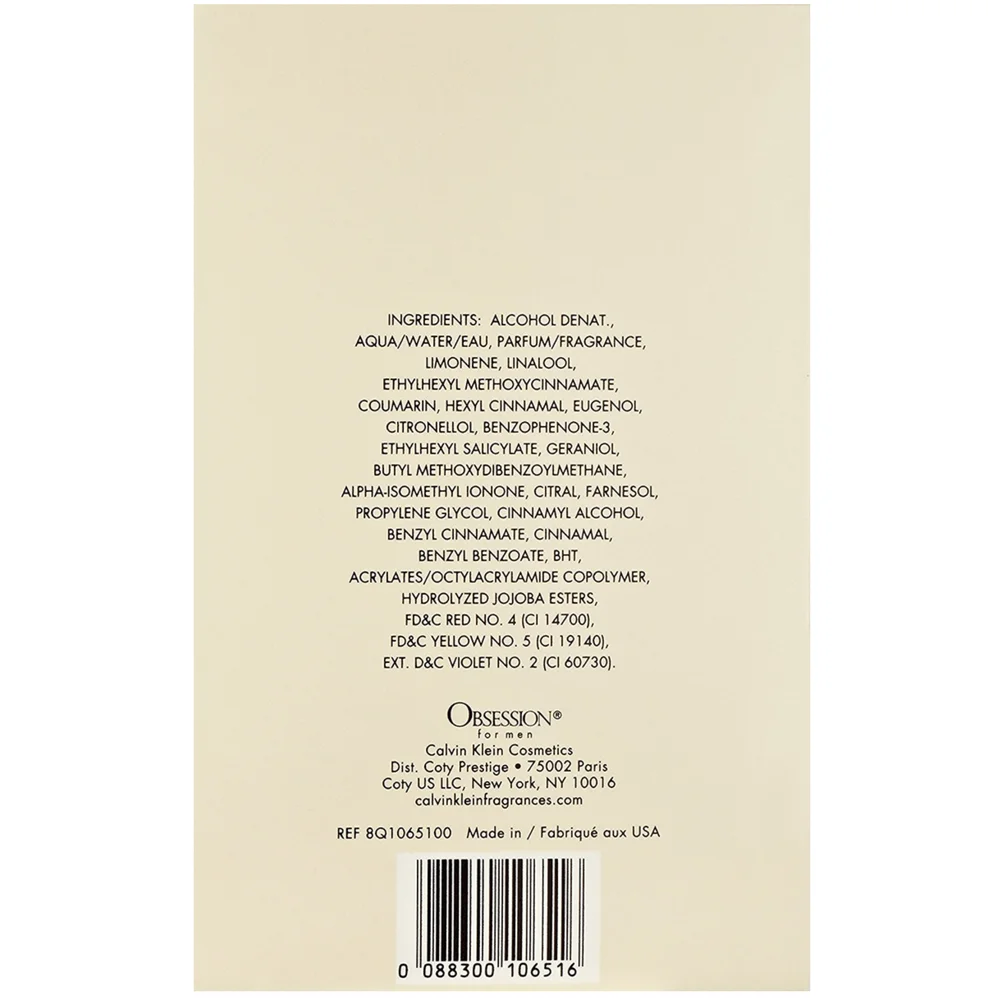 Obsession for men By Calvin Klein Eau de Toilette Spray 4 oz (Pack of 6)