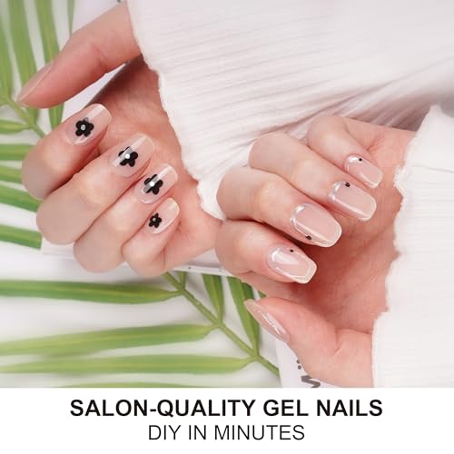 DANNI & TONI Semi Cured Gel Nail Strips Christmas Santa Claus Snowflakes Cat Eye Gel Nail Wraps 28 Stickers | Mistletoe Meow