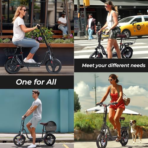 iScooter Electric Scooter with Seat, 37/21 Miles Long Range & 28/19/15.6 MPH Top Speed, 14