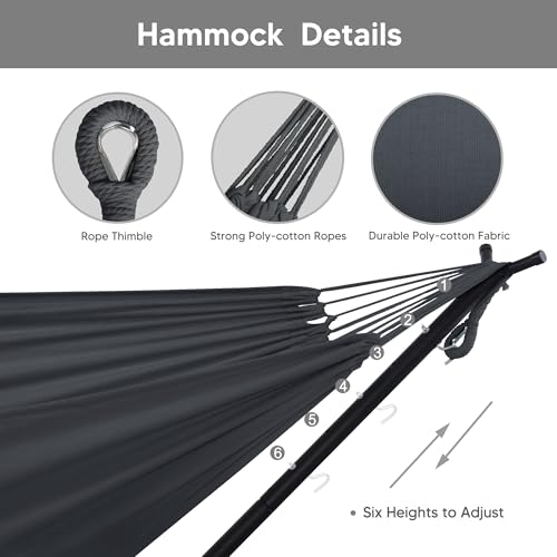 SUNCREAT 2-in-1 Hammocks Hammock Chair with Stand, 475 lbs Capacity, Heavy Duty Two Person Hammock with Stand, Patent Pending, Blue Stripe