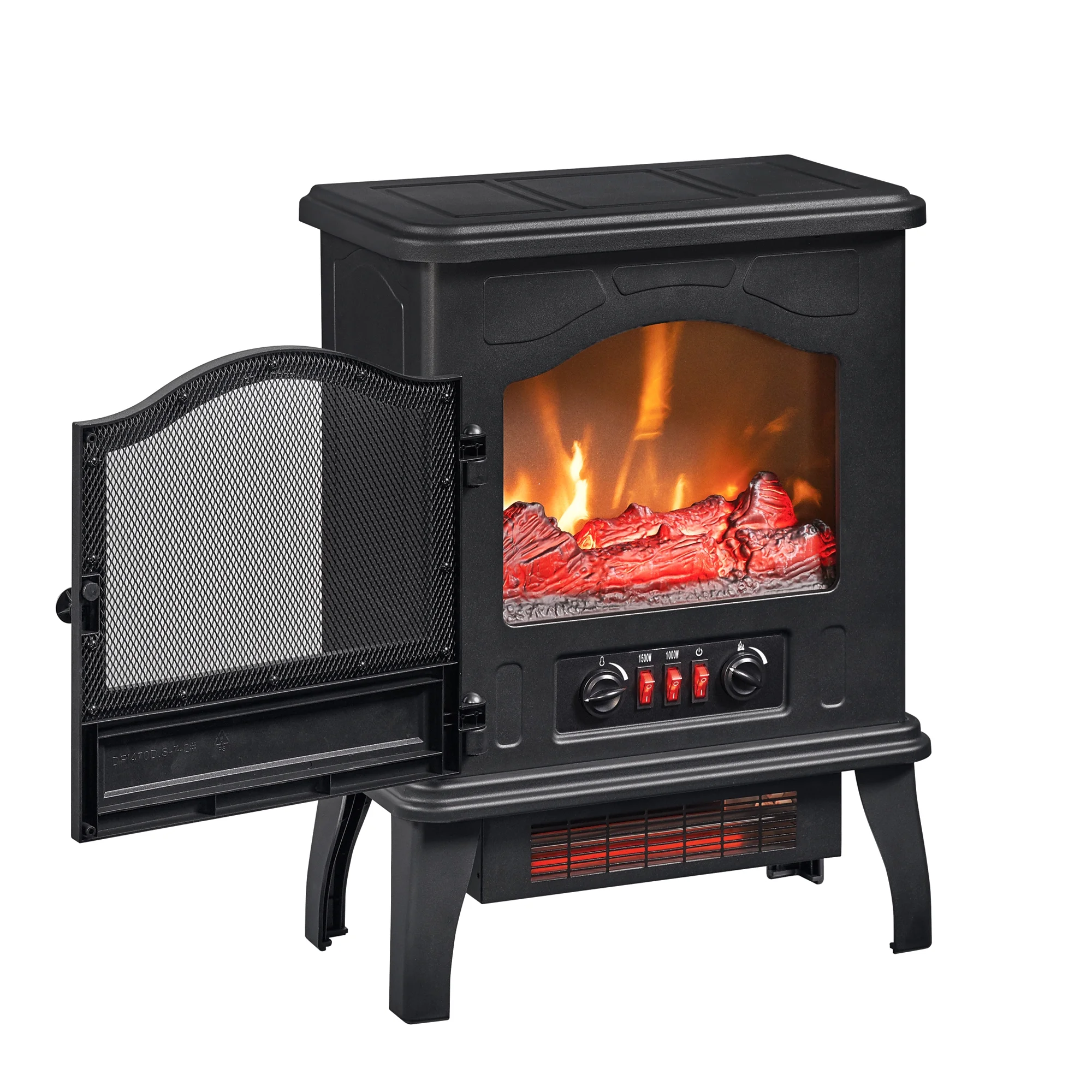 ChimneyFree Powerheat Infrared Quartz Electric Stove Heater, 1500W, Black
