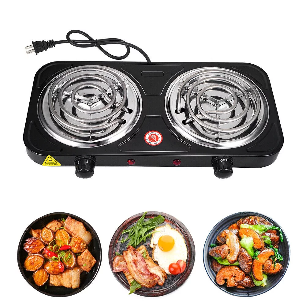 Paddsun Electric Camping Double Burner Hot Plate Portable Heating Cooking Stove Dorm