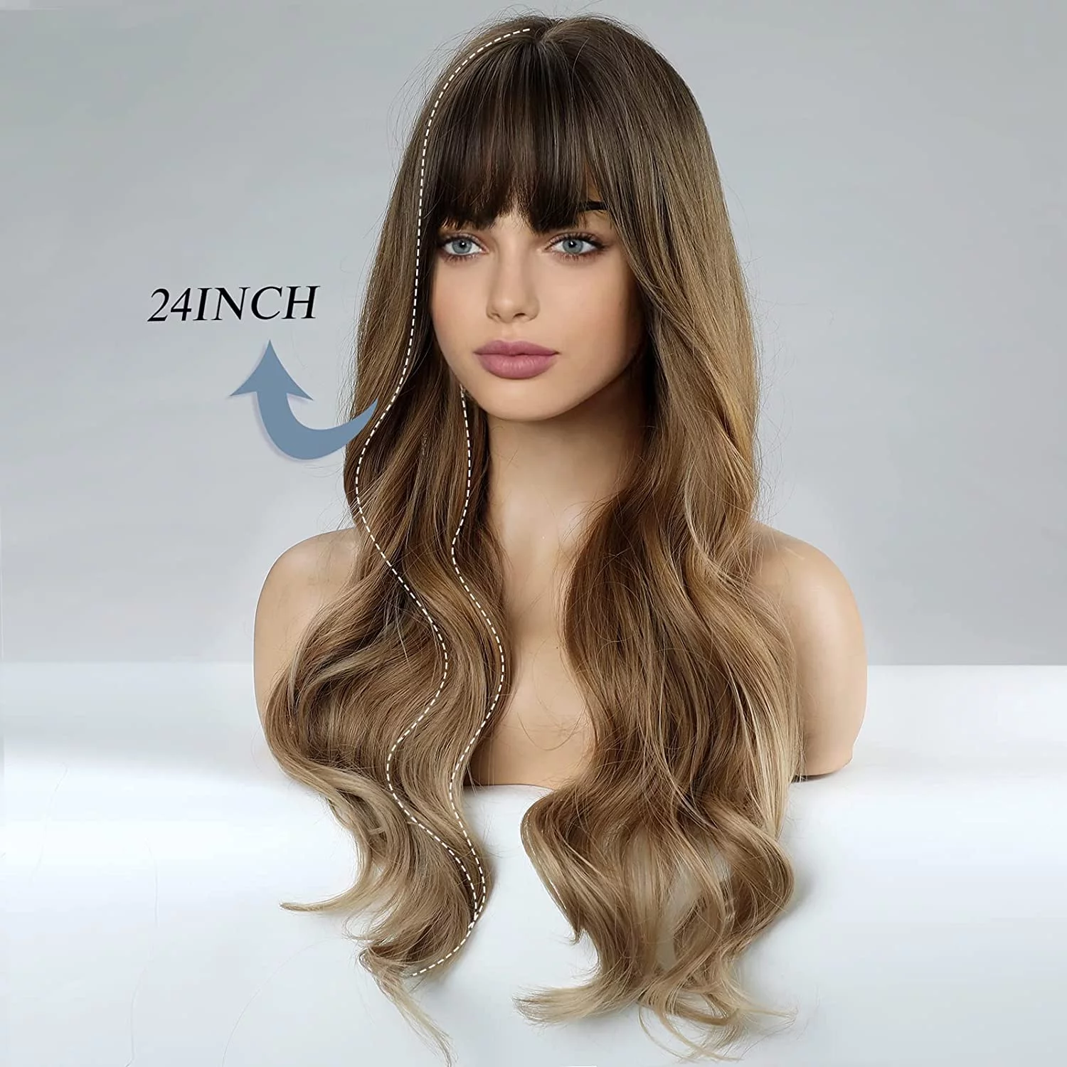 Long Wave Wigs for Women Girls Natural Wave Middle Part Hair Heat Resistant Fibre Synthetic Wigs Women's Wig Daily Use Natural looking A11