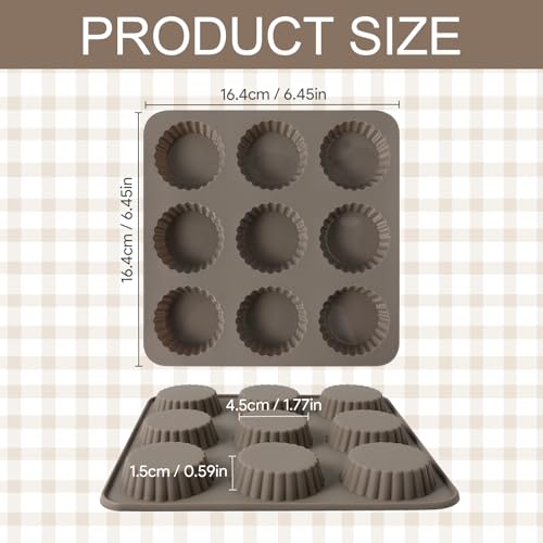 8 PCS Silicone Chocolate Peanut Butter Cup Mold,9 Cavity Non-stick Candy Butter Hot Cocoa Bomb Molds,Mini Silicone Egg Bite Cupcake Cake Puck Truffle Molds for Baking Homemade Food