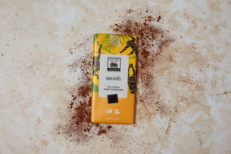 Endangered Species Dark Chocolate 72% Cocoa Bar Vegan Gluten Free 3 oz Pack of 3