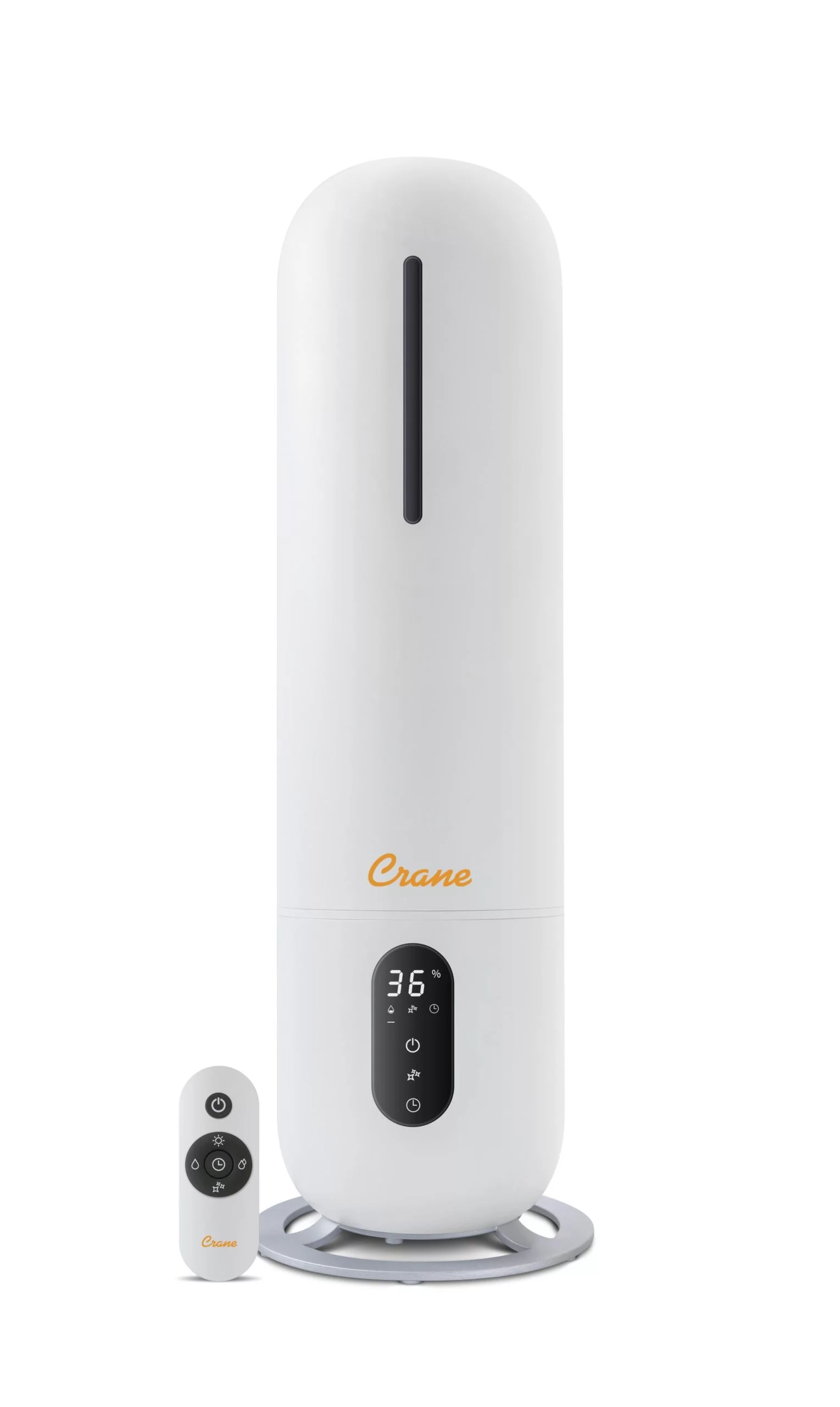 Crane USA Cool Mist Tower Top Fill Humidifier with Remote, 2 Gallons, 500 Sq. ft Coverage, UV Ionizing Light, White