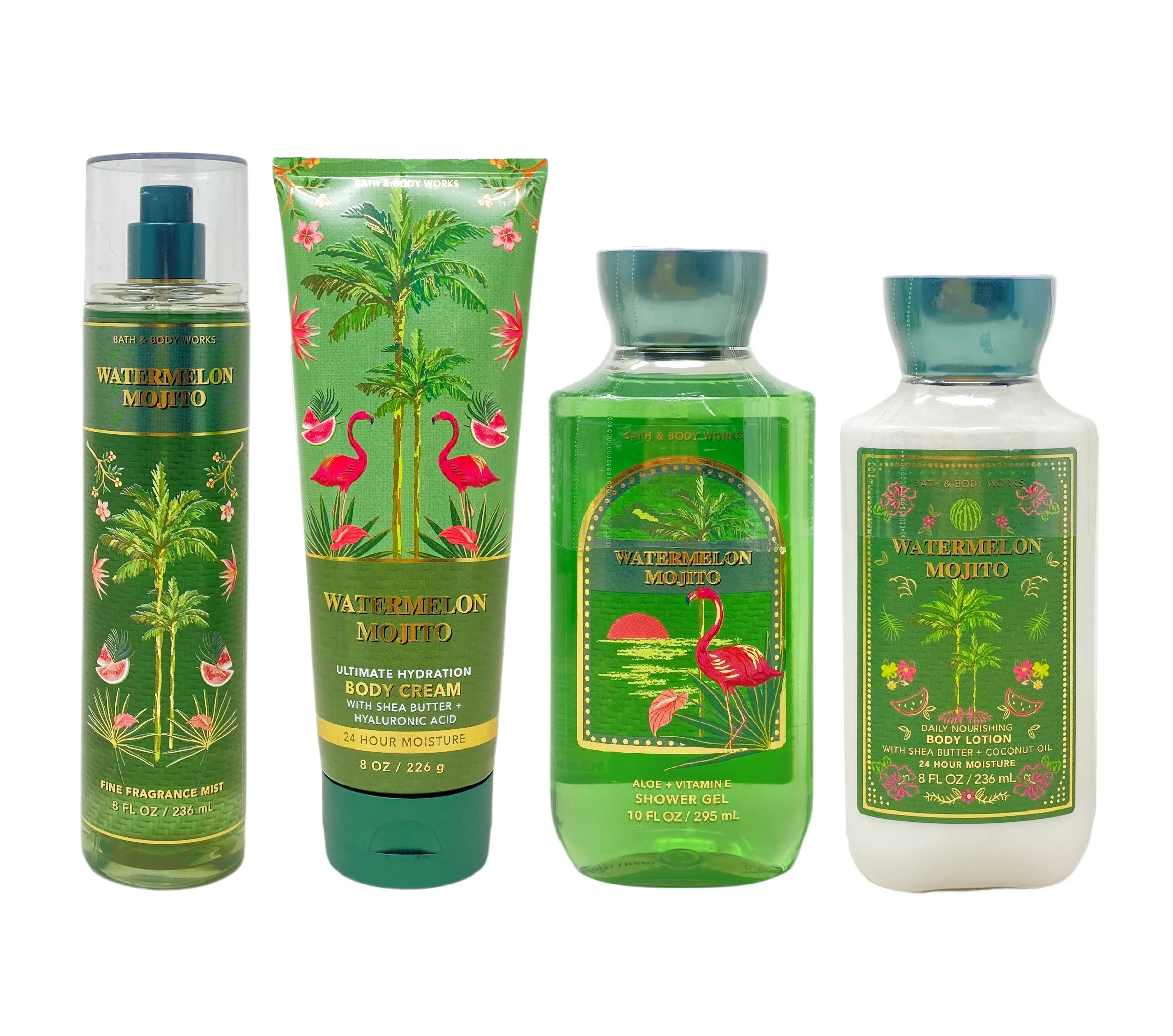 Bath and Body Works Watermelon Mojito 4 Piece Gift Set - Fragrance Mist - Body Cream - Shower Gel - Body Lotion - Full Size