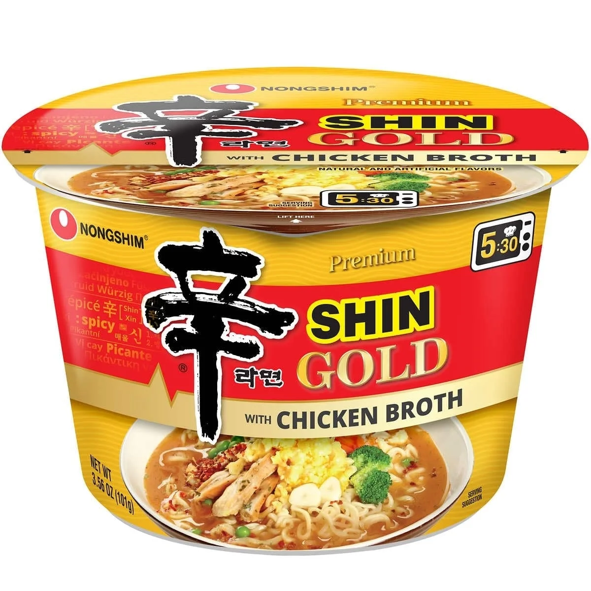 Nongshim Shin Gold Ramyun Noodle Soup with Chicken Broth 3.56 Ounce (Pack of 6)
