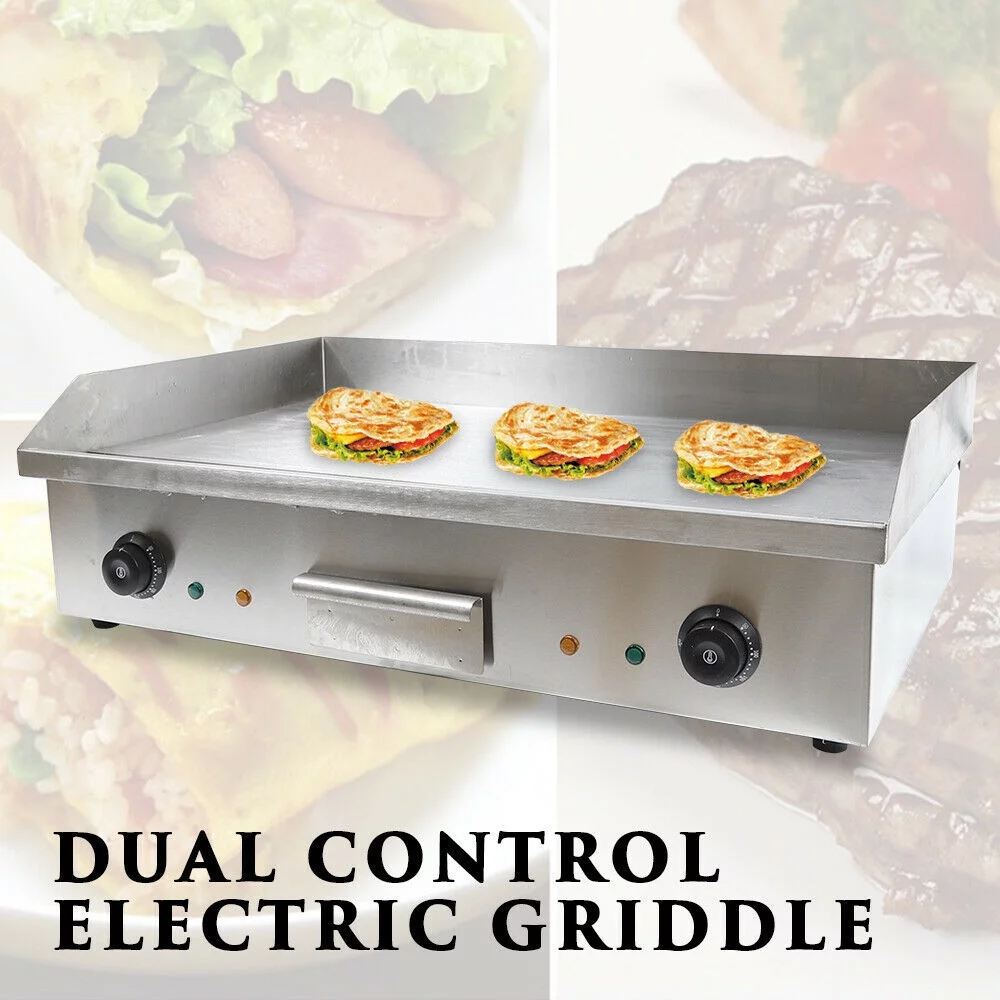 TFCFL 4400W Electric Griddle Cooktop Countertop Commercial Flat Top Grill BBQ Plate Thermostat
