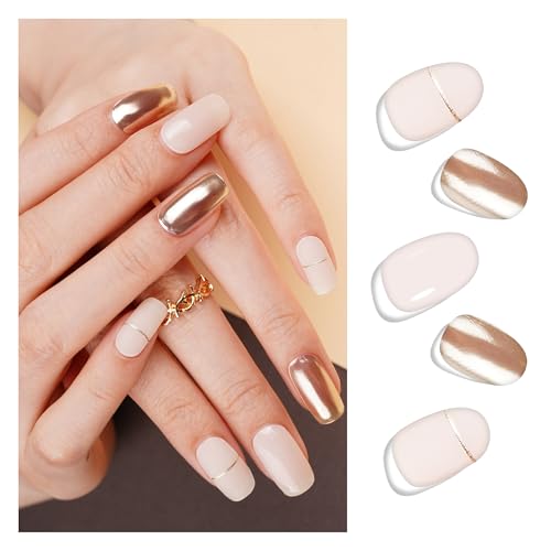 DANNI & TONI Semi Cured Gel Nail Strips Christmas Santa Claus Snowflakes Cat Eye Gel Nail Wraps 28 Stickers | Mistletoe Meow