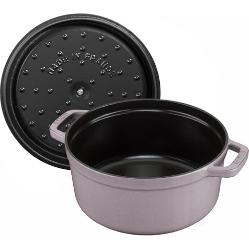 STAUB Cast Iron Dutch Oven 5.5-qt Round Cocotte, Made in France, Serves 5-6, Black Matte