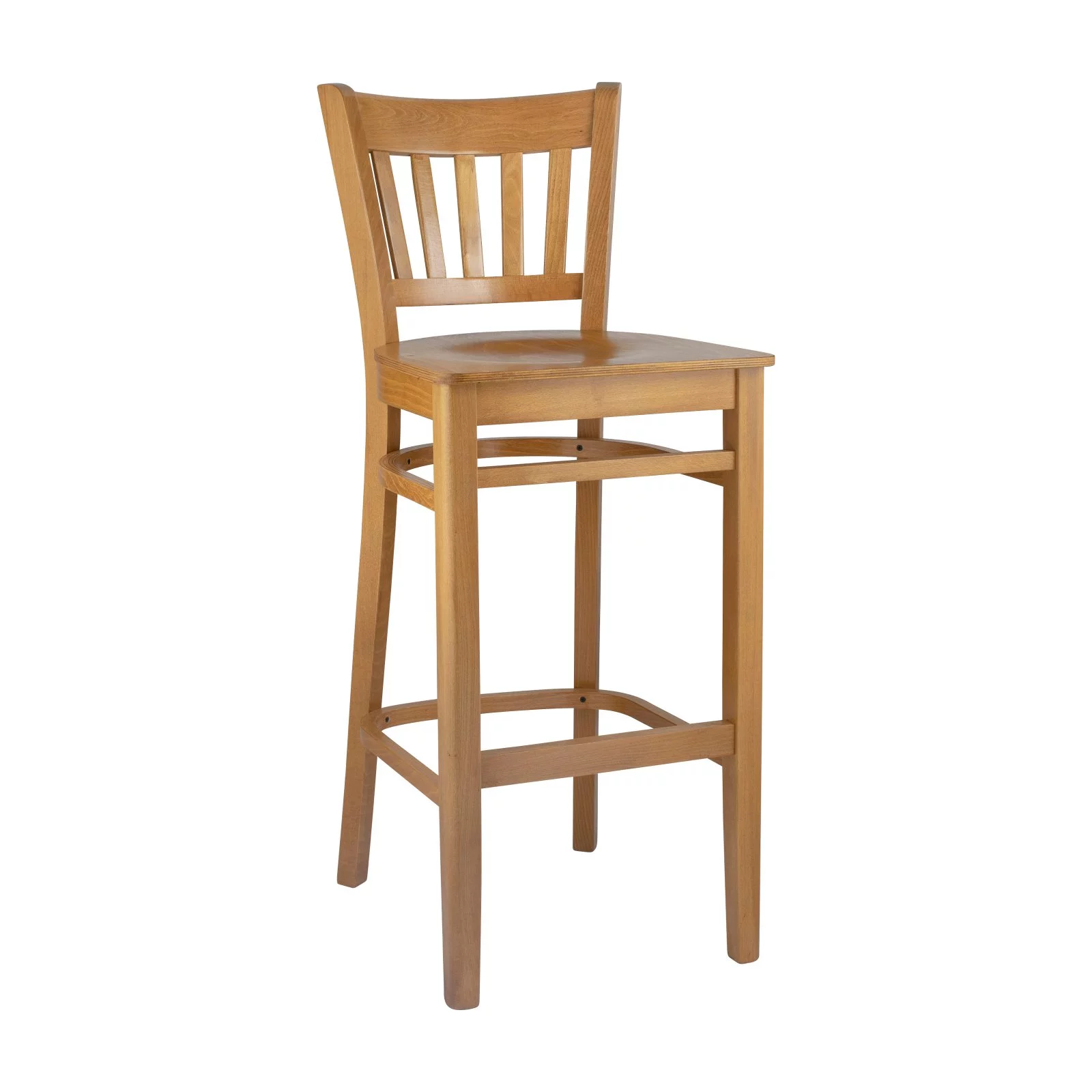 Vertical Bar Stool in Dark Mahogany with Wood Seat