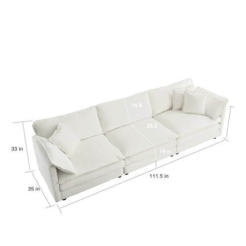U-Shaped Modular Sectional Sofa with Footrests, 111