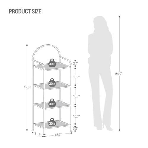 Bookcase Bookshelf, Tempered Glass Bookshelves, Slim Shelving Unit for Bedroom, Bathroom, Home Office, Steel Frame, 6 Tier Gold BC10601G