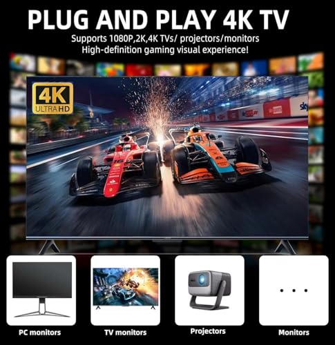 Vergissm Wireless Retro Game Console, Retro Game Stick, Built-in 20000+ Classic Games, Retro Gaming Console with 64GB TF Card, 4K, HDMI Output, Game Console with Dual 2.4G Wireless Controllers