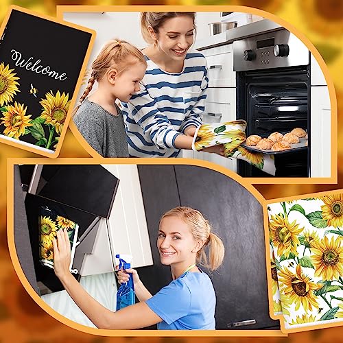 Geyoga 6 Pieces Christmas Kitchen Towels Santa Claus Snowman Dish Hand Towel for Xmas Winter Kitchen Bathroom Home Decor, 16 x 24 Inch