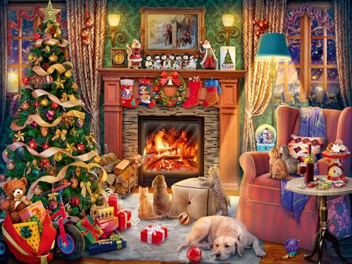 Ravensburger - Christmas Eve - 1500 Piece Jigsaw Puzzle - Quaint Home for The Holidays Scene Featuring Toys, a Tree and The Family Pets - Premium Quality - Ages 12+