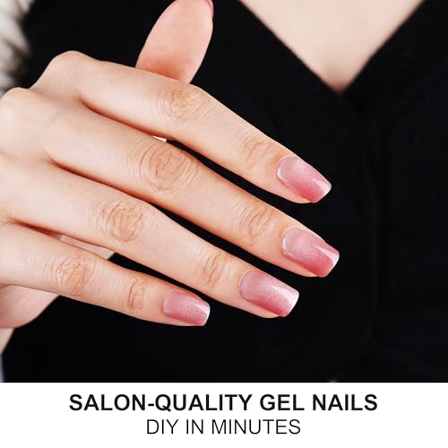 DANNI & TONI Semi Cured Gel Nail Strips Christmas Santa Claus Snowflakes Cat Eye Gel Nail Wraps 28 Stickers | Mistletoe Meow