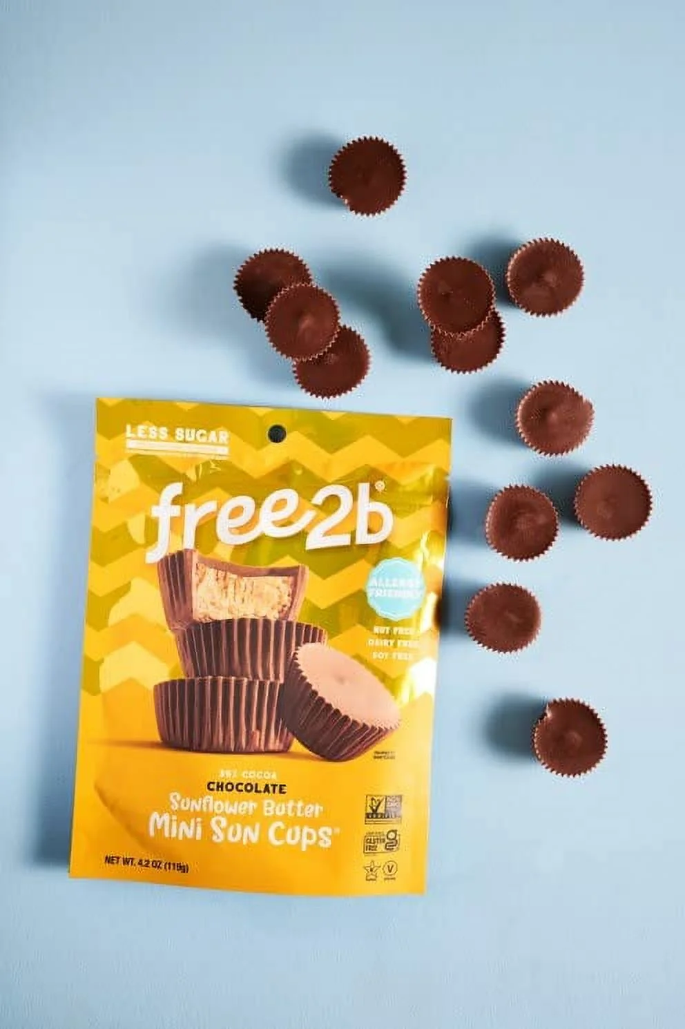 Free2b Foods Chocolate Sun Cups Minis Gluten-Free, Dairy-Free, Nut-Free and Soy-Free - 4.2 Oz. (Pack of 6)