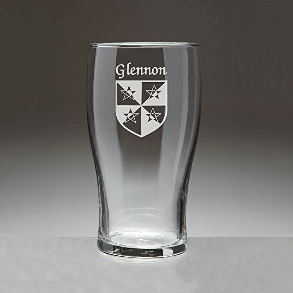 Glennon Irish Coat of Arms Tavern Glasses - Set of 4 (Sand Etched)