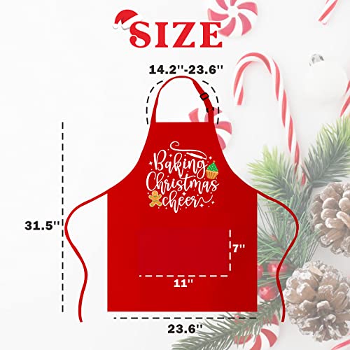 Christmas Baking Apron for Women Men, Holiday Baking Gifts for Bakers, Red Xmas Kitchen Cooking Aprons with 2 Pockets, Cute Christmas Aprons Gift for Mom Wife Girlfriend - Baking Christmas Cheer
