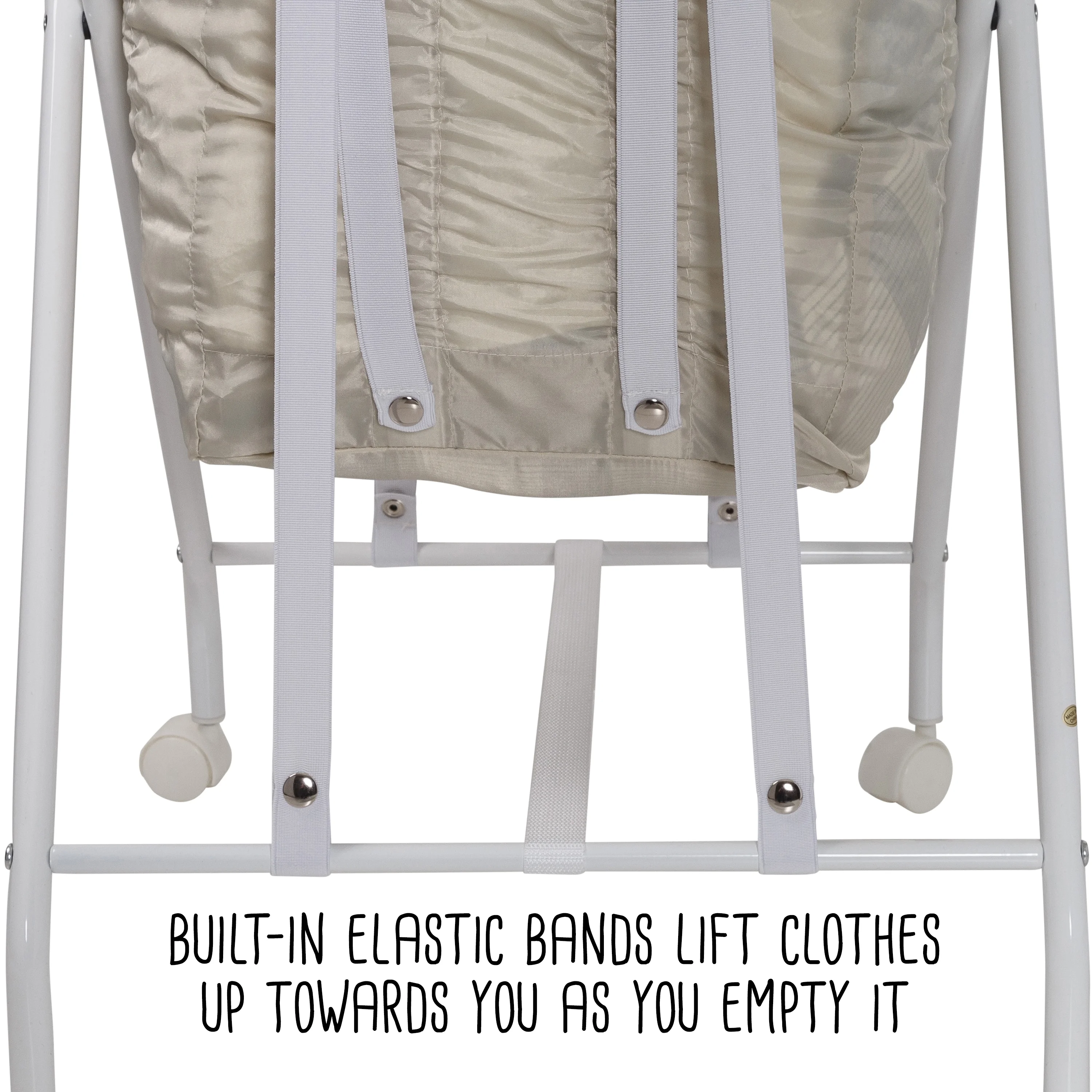 Honey-Can-Do Steel Folding No Bend Lifting Laundry Hamper with Removable Polycotton Bag, White/Natural