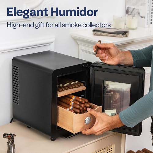 VIVOHOME 8L Electric Humidor, Cooling and Heating Temperature Control System with Water Humidifer and Spanish Cedar Wood Drawer Shelves, High-end Gift for Men