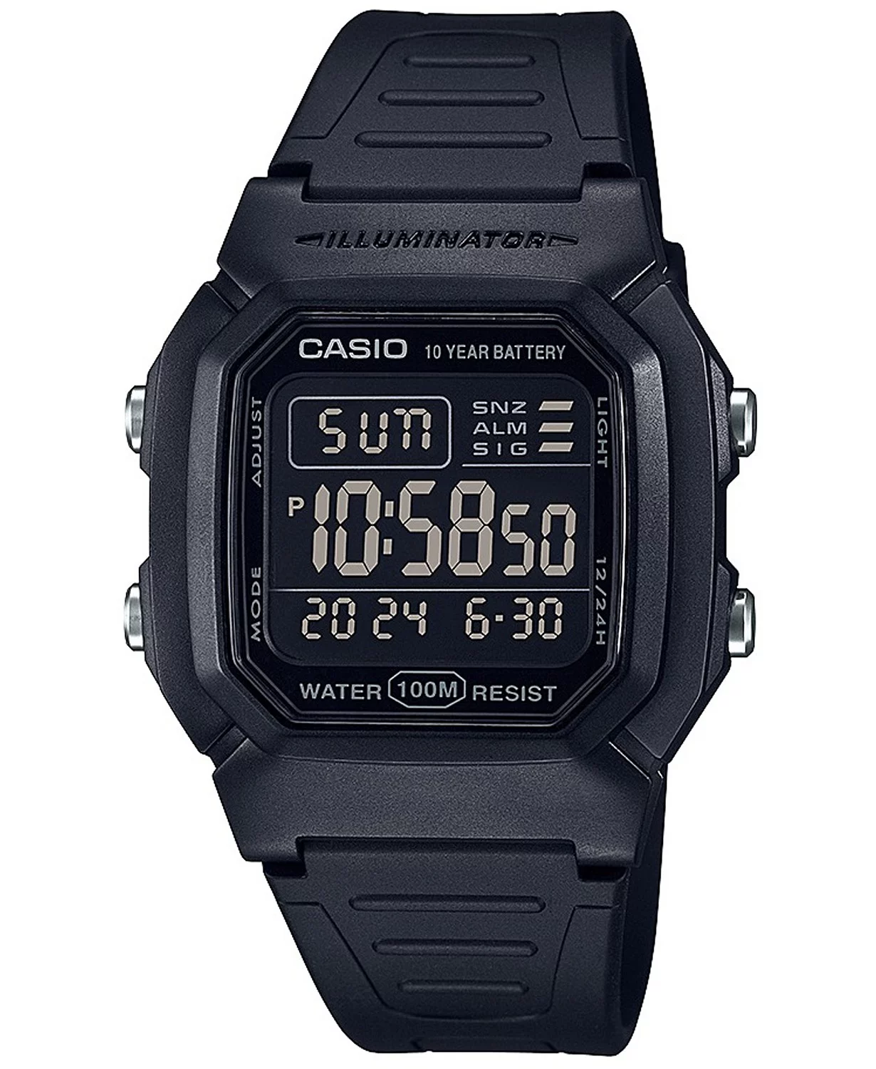 Casio Men's Classic Digital Quartz 100m Black Resin Watch W800H-1BV