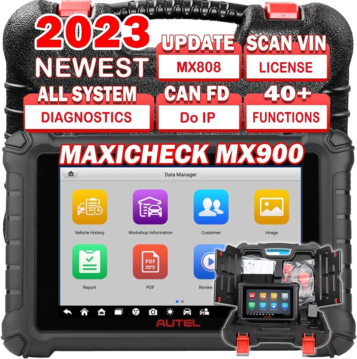 AutelScanner MaxiCheck MX900 OBD2 Scanner 40+ Function 10000+ Vehicles Bi Directional Scan Tool Support CAN FD&Do IP All System Diagnostic Scanner, Better MX808 MK808 MX808S
