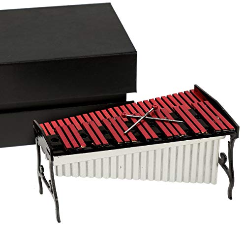 Miniature Drum with Case - Gold, Mini Percussion Musical Instrument - Mini Drum - Miniature Dollhouse Model - Christmas Ornament and Gift