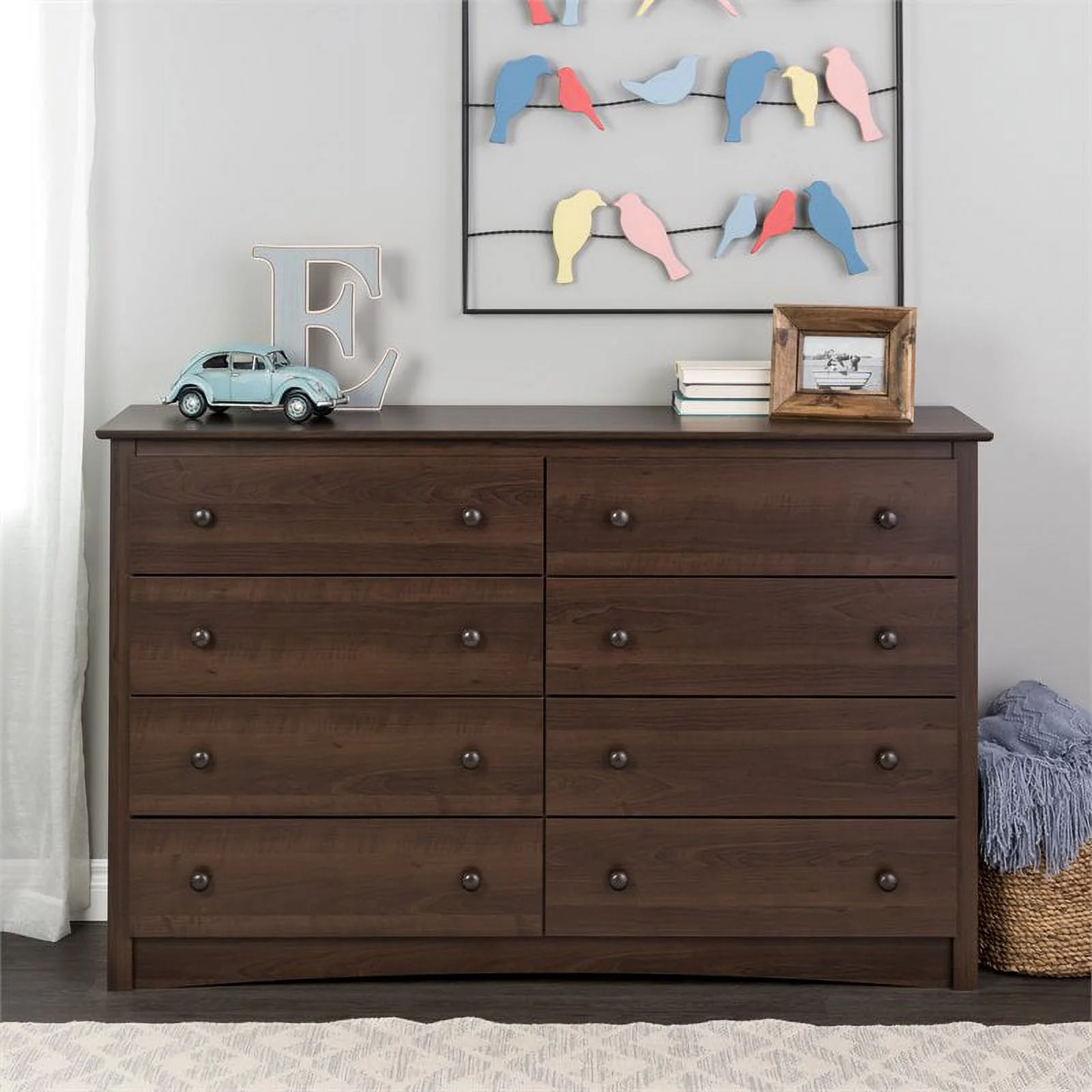 Pemberly Row 8-Drawer Transitional Composite Wood Dresser in Espresso
