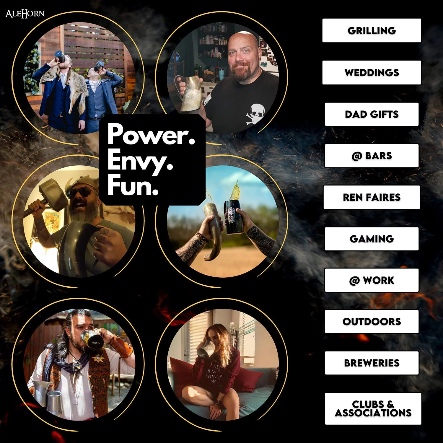 AleHorn - Hot Viking Horn Mug - Safely Holds Hot and Cold Liquids Coffee Tea Hot Chocolate Wine Beer Mead Grande Drinking Cup (Grande, 8.89)