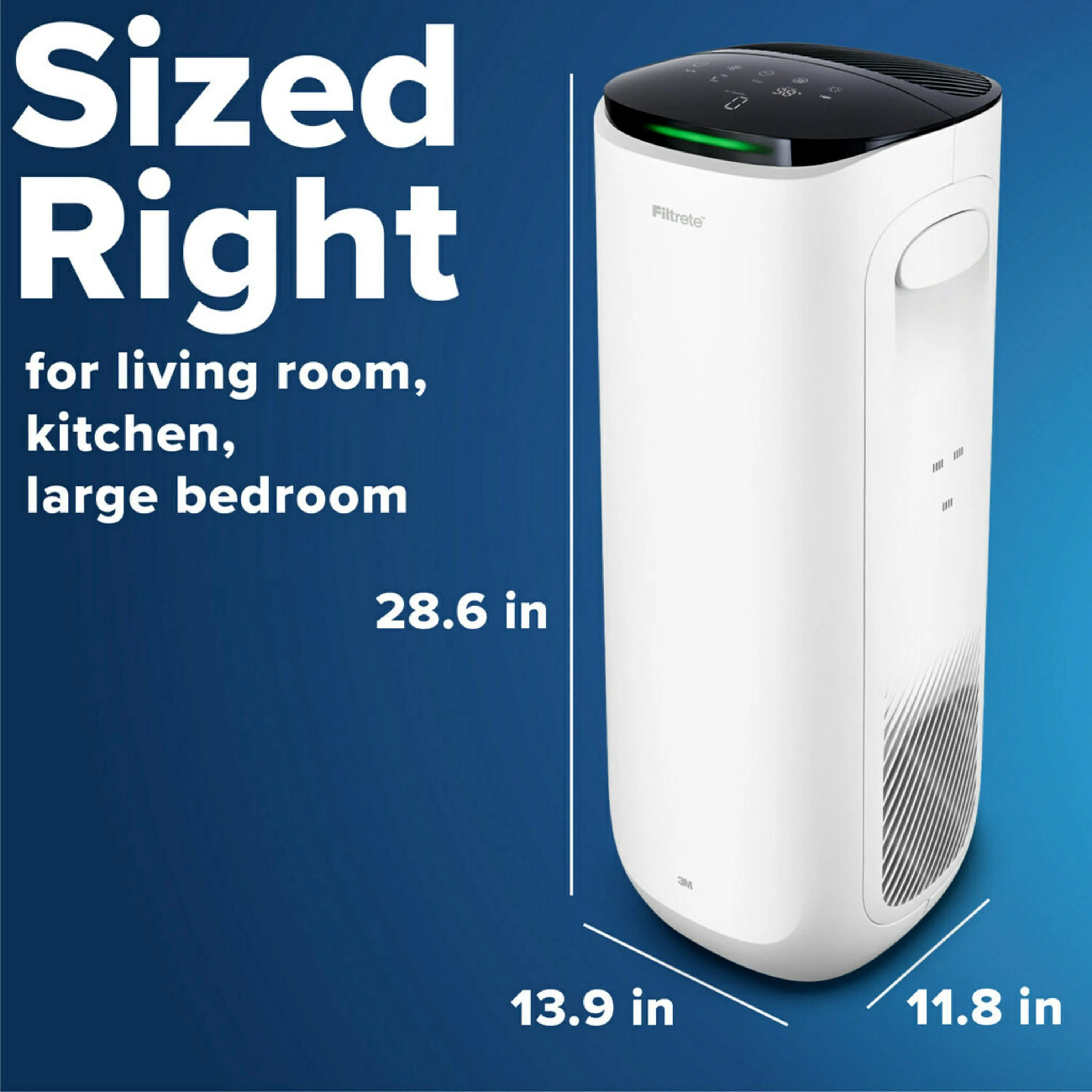 Filtrete Large Air Purifier, White, 310 ft. Coverage, Carbon True HEPA, 1 Smart Device