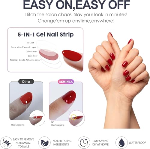Semi Cured Gel Nail Strips-Easy Apply Christmas Gel Nail Stickers Holiday Semi Cured Manicure Strips with Sparkling Xmas Designs (Classic Yule)