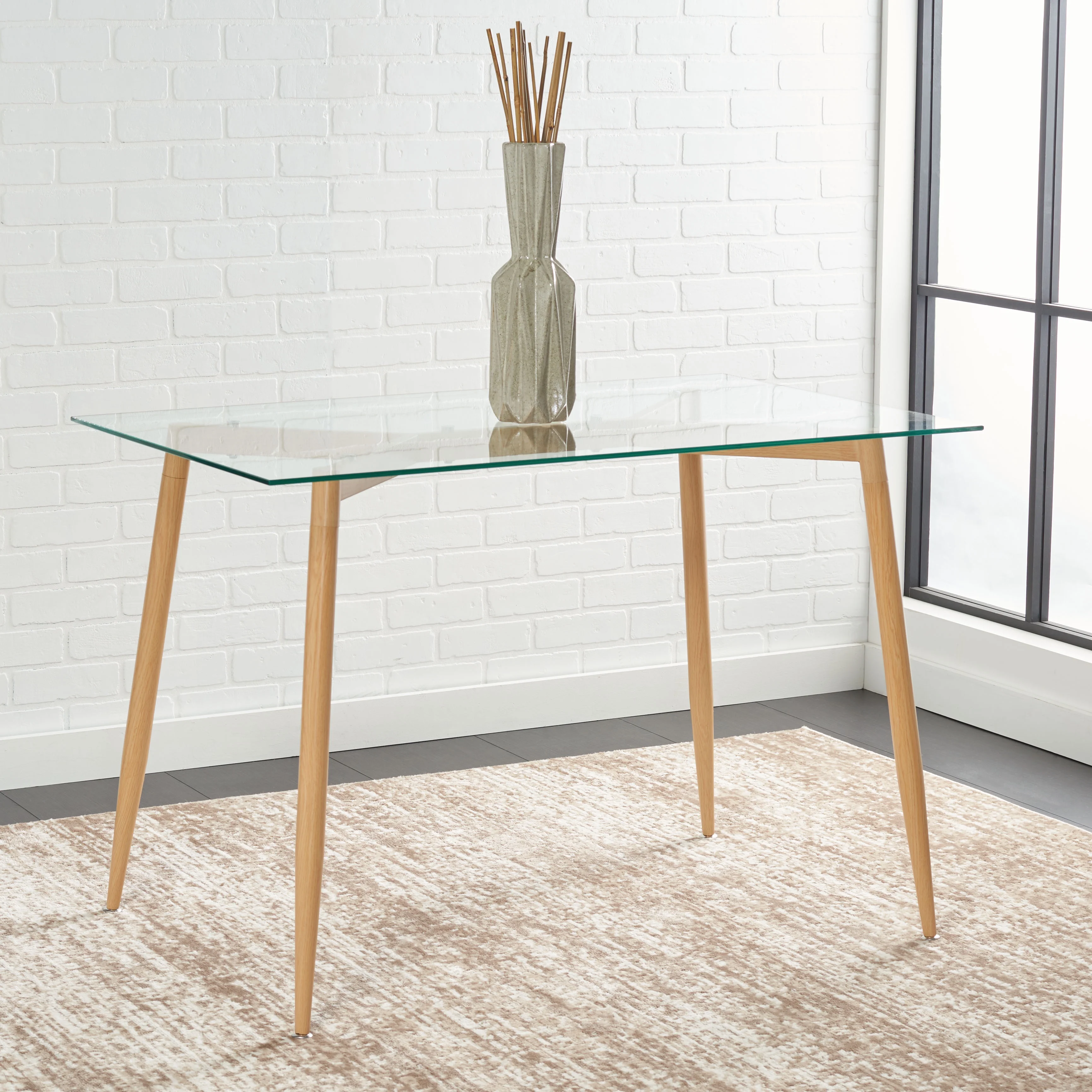 SAFAVIEH Averill Scandinavian Glass Dining Table, Clear (43.3 in. W x 29.5 in. D x 29.5 in. H)