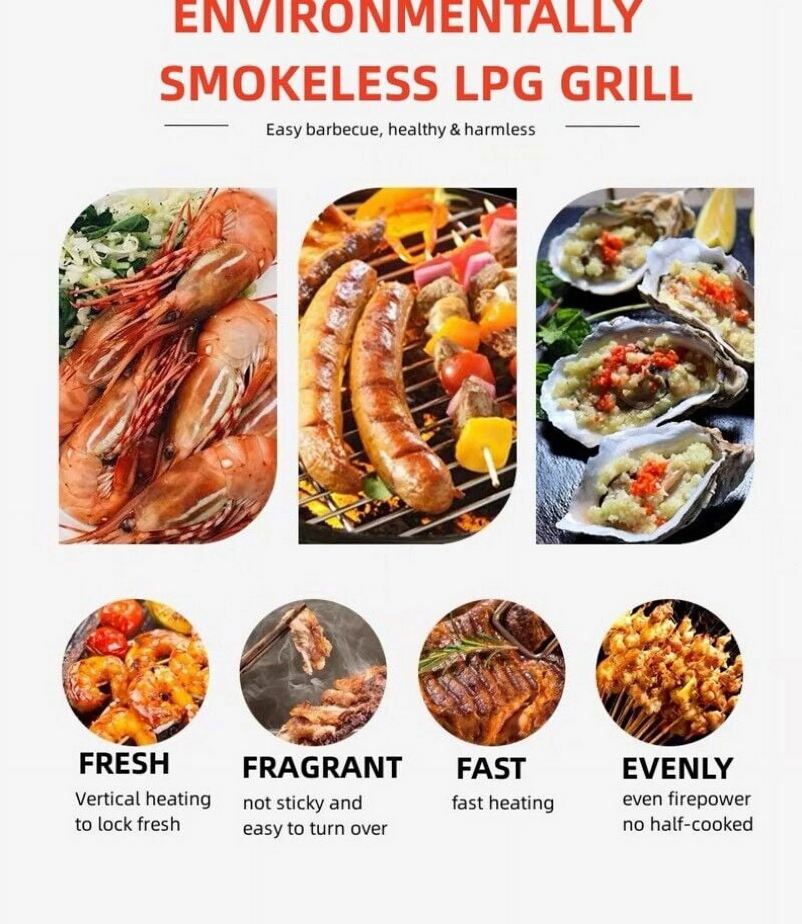 Stainless Steel Commercial Gas BBQ Grill with Stainless Steel Griddle 4 Burners