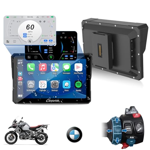 2025 CARPURIDE W702BS PRO for BMW Motorcycle CarPlay & Android Auto Dual Bluetooth, 7