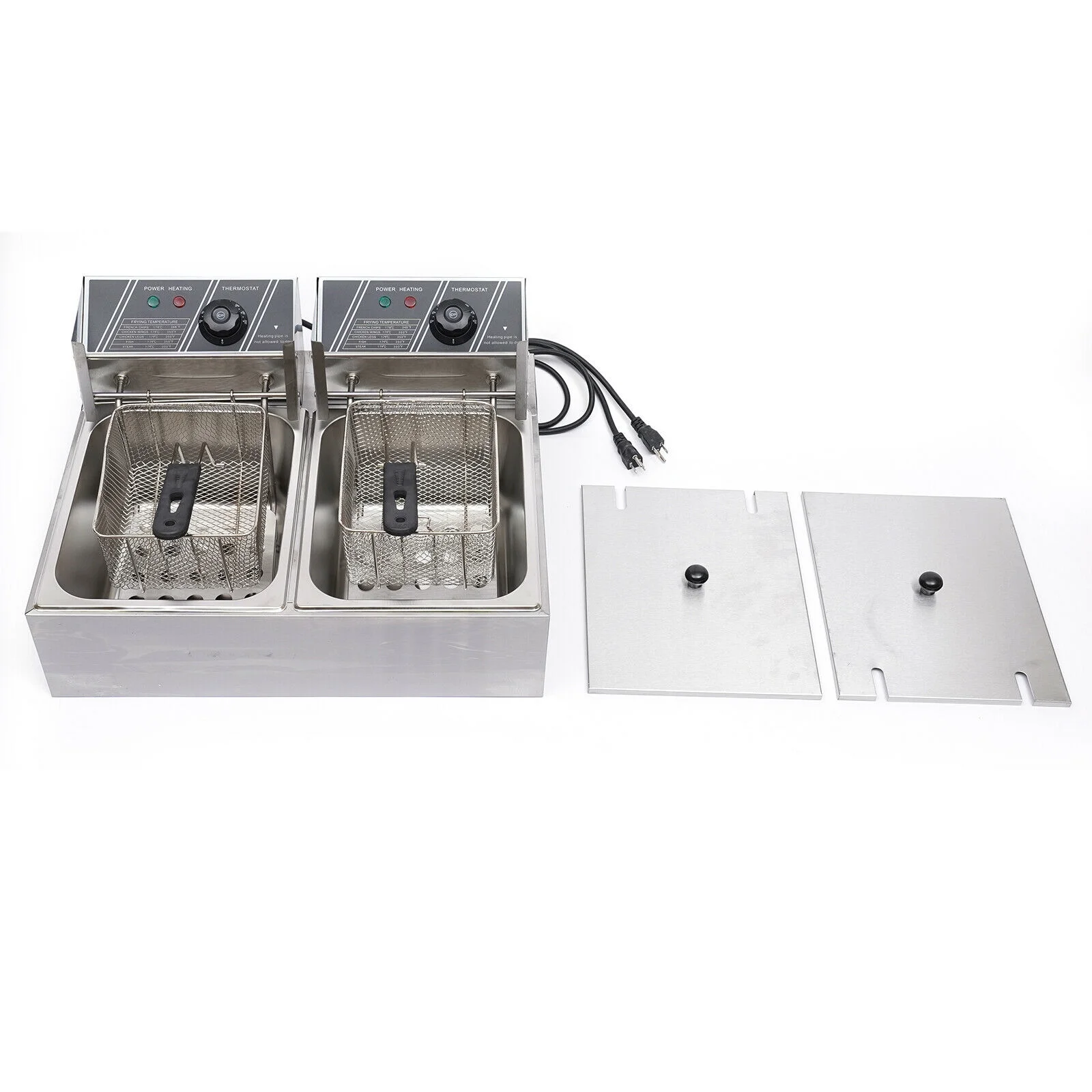 12L Electric Deep Fryer Dual Tank Fry Basket Commercial Restaurant Stainless