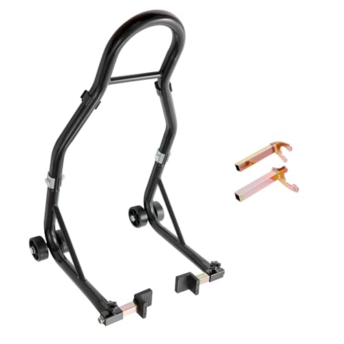VEVOR Motorcycle Rear Wheel Stand, 850lbs/390kg Load Capacity Lift with U + L Fork Swingarm Spool, Heavy Duty Rear Wheel Stand Motorcycle Lift Jack Stand, for Suzuki Yamaha Honda Kawasaki, Black