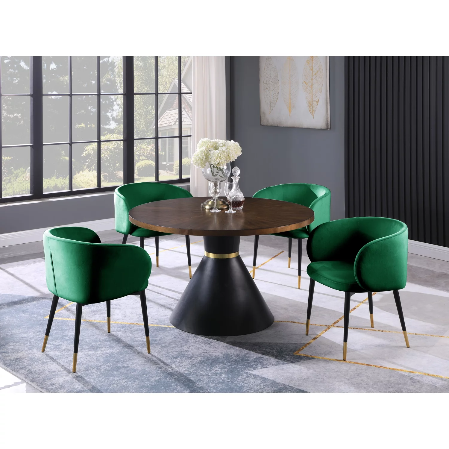 Best Master Furniture Hemingway 5-piece Round Dinette Set in Gray Velvet
