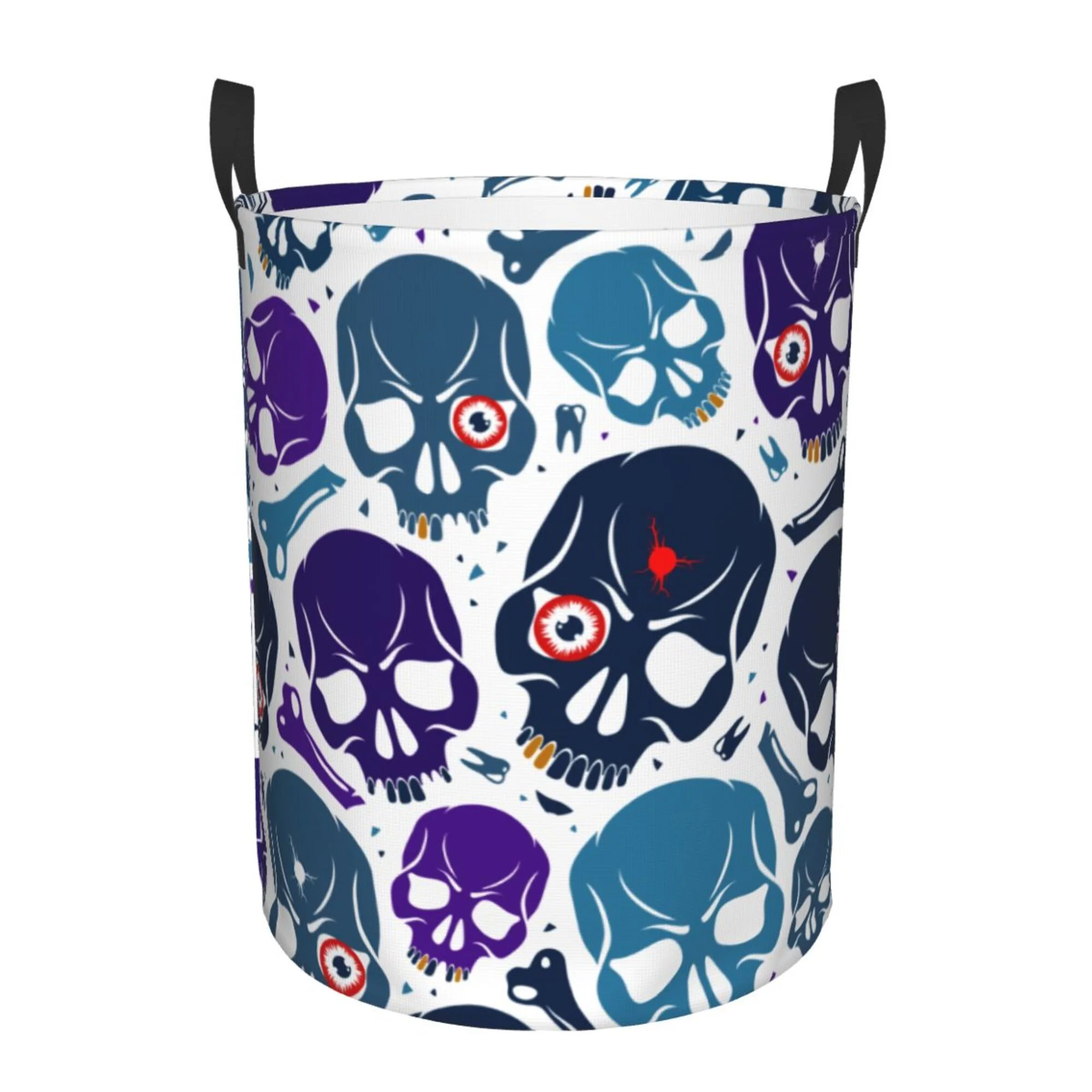 ZICANCN Laundry Basket Organizer, Blue Skull Purple Bone Collapsible Hamper for Bathroom Bedroom Laundry Room, Medium Size