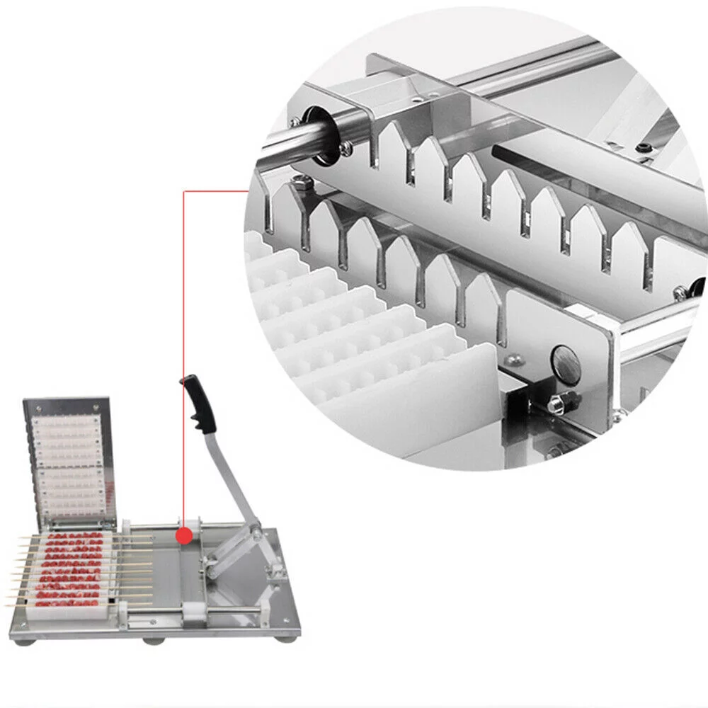 Miumaeov Stainless Steel Multi-Fonction Skewer Meat Machine Manual Mutton Kebab Machine BBQ Bamboo Skewer Satay String Making Machine 10pcs/Batch