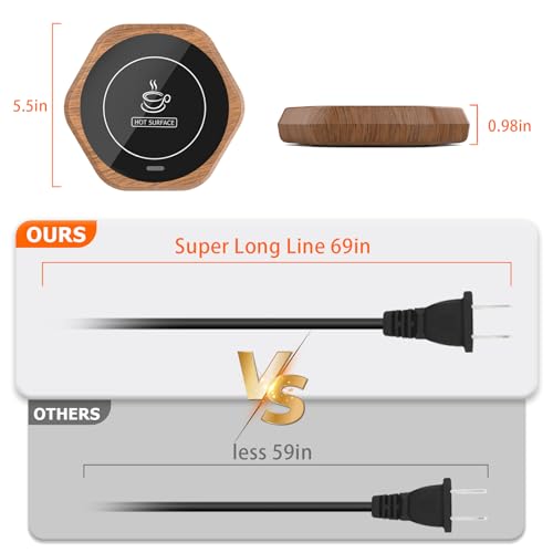 Smart Beverage Heating Plate Candle Wax Cup Warmer Electric Thermostat Coaster for Hot Coffee Milk Tea Water Cocoa Desk Home Office Use (R1 Black)