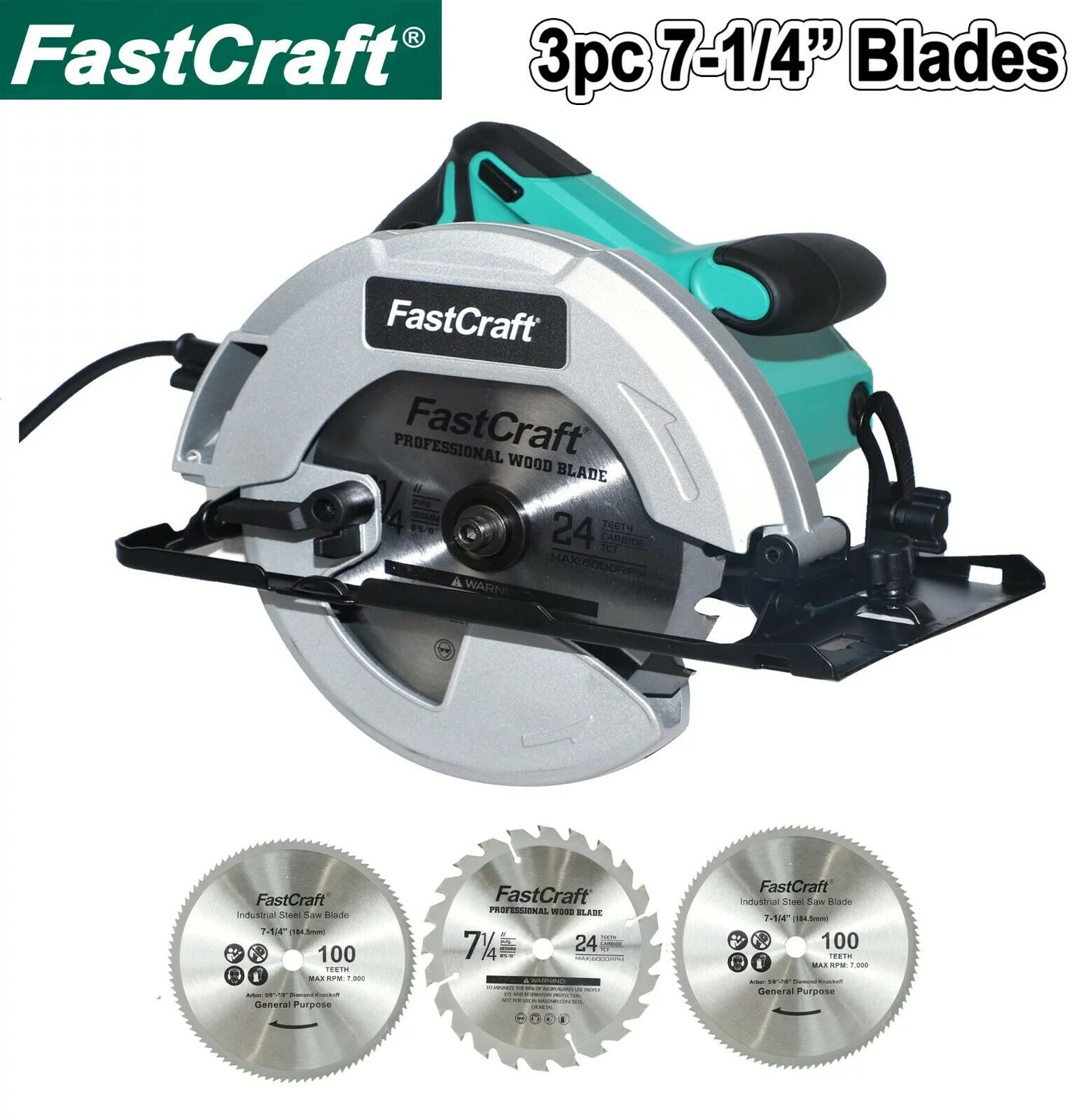 Circular Saw - FastCraft PRO 21A PEAK GUARANTEED POWER Circular Saw - 3pc 7-1/4