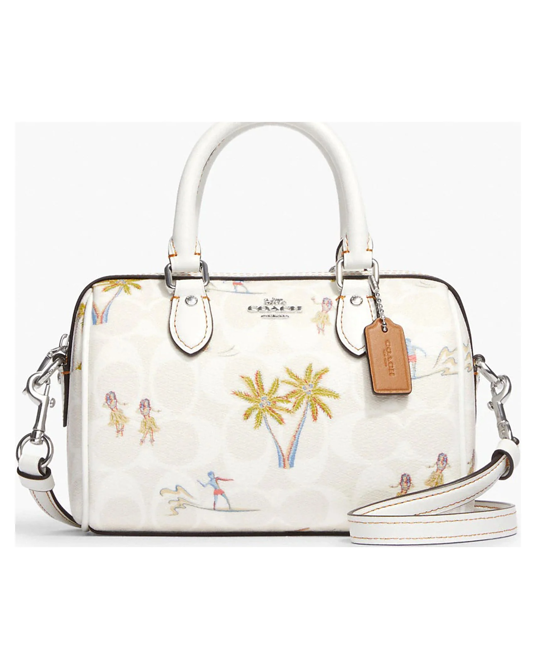 Coach Women's Mini Rowan Crossbody Bag In Signature Canvas With Hula Print (Chalk / Glacier White Multi)