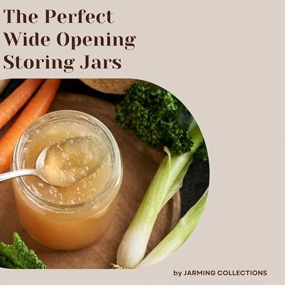 Jarming Collections Extra Wide Mouth Glass Quart Jars with Lids - 32 oz Jars with Lids - Made in the USA (3 pack)