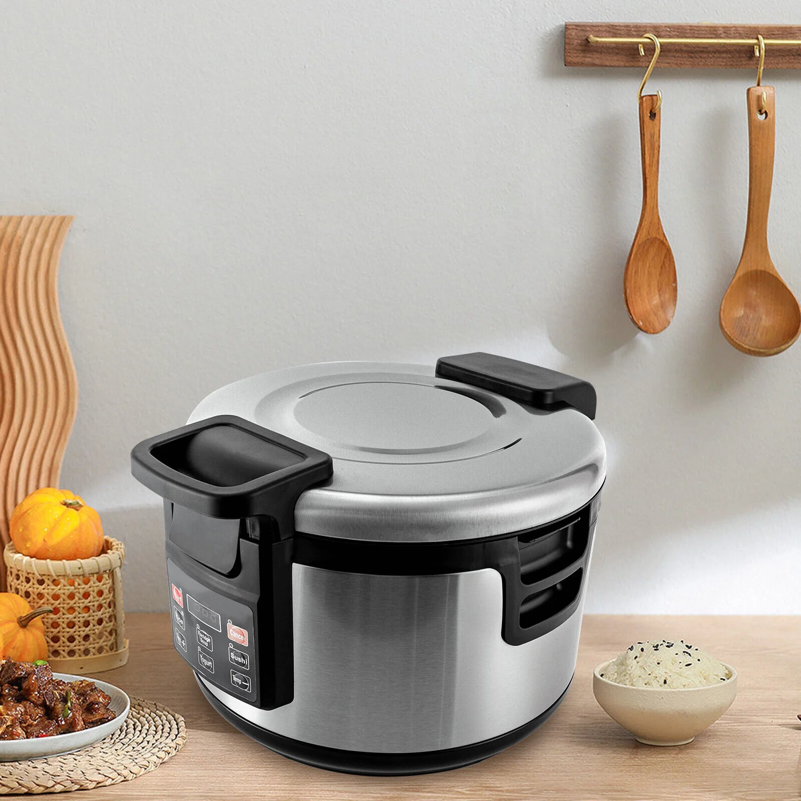 ZhdnBhnos 19L/20Qt Commercial Rice Cooker Stainless Steel Electric Rice Warmer with Non-Stick Inner Pot 360° Heating