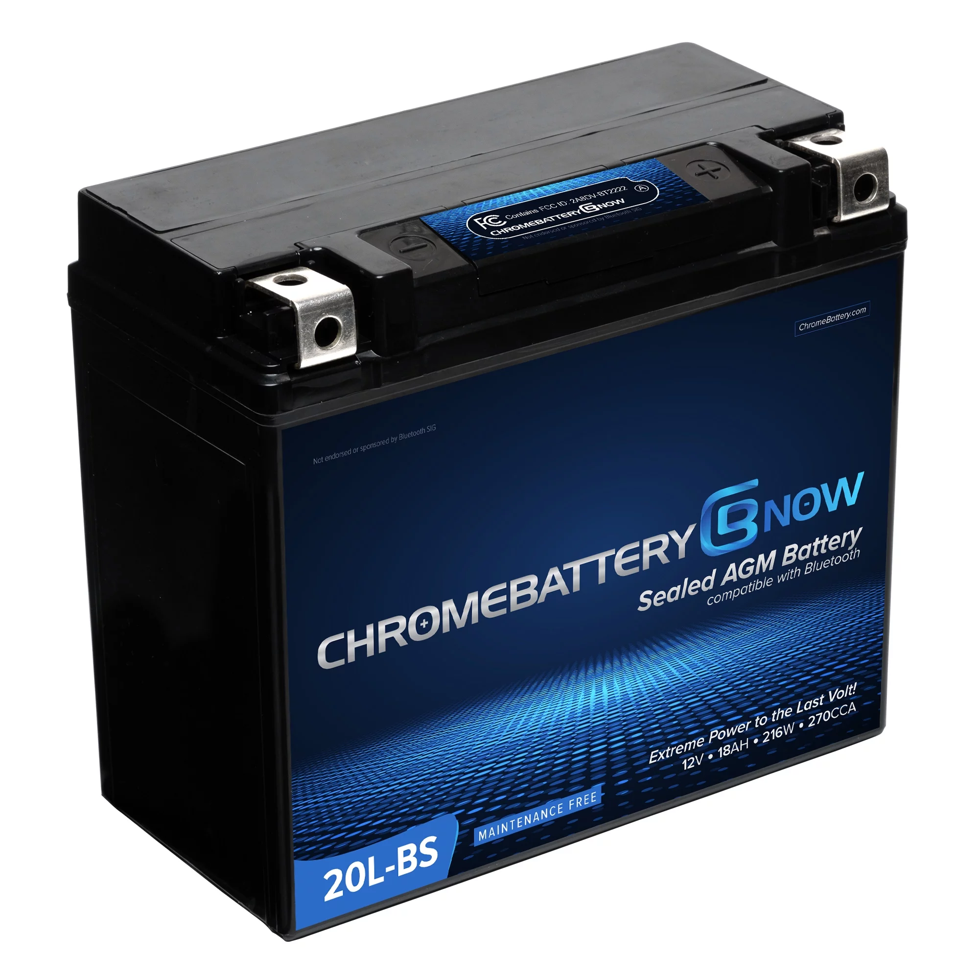 Chrome Battery Now Ytx20l-bs (20l-bs 12 Volt,18 Ah, 270 Cca) Intelligent Wireless Smartphone Connectivity AGM Battery for Personal Watercraft - Kawasaki Jet Ski 1200 Jh1200-a, B Ultra 150 Years (1999 - 2005)