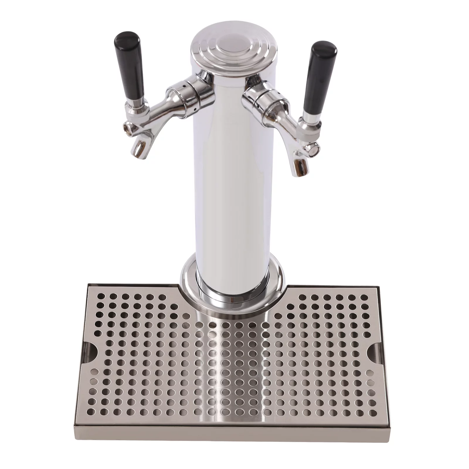 Miuameov Stainless Steel Tower Kit, Double Tap Beer Conversion Kit with Dual Gauge Regulator & D-System Keg Coupler, No Tank Keg Conversion Kit